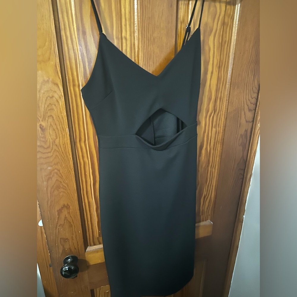 Lulus midi black dress with front cutout